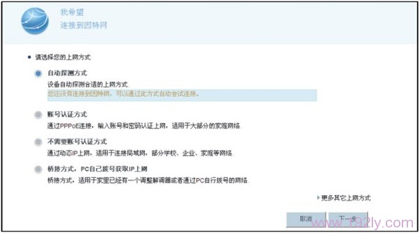 在华为WS326路由器中,选择上网方式