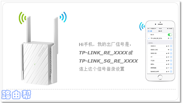 接通电源后,扩展器会发射默认的无线信号