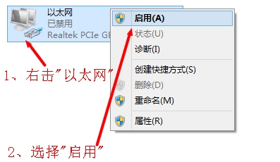 启用win8系统中的以太网