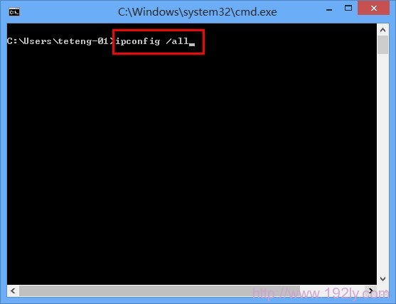 运行ipconfig /all命令