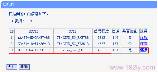 在TL-WDR6300路由器5G无线扫描后连接主路由器