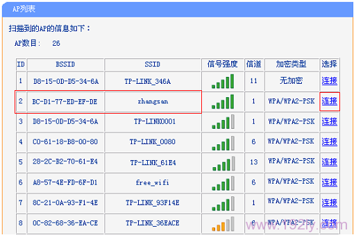 TL-WR708N连接到无线信号