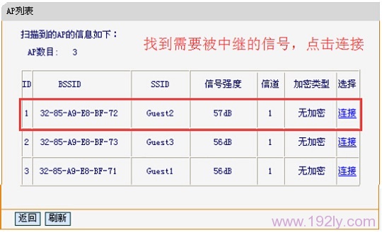 FW300RM连接到被中继的无线信号