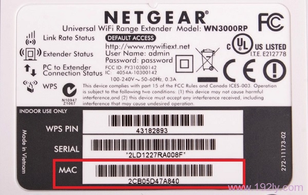 在NETGEAR路由器标签上查看MAC地址