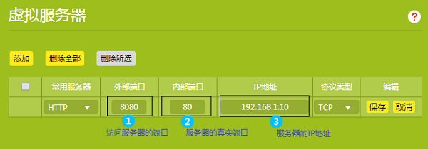 TL-WR886N设置虚拟服务器参数